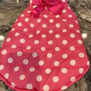 Pink Polka Dot Dog Coat with Bow